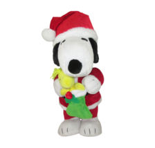 Peanuts Snoopy Woodstock Christmas Holiday Porch Greeter Plush 20&quot; Santa 2016 - £19.88 GBP