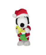 Peanuts Snoopy Woodstock Christmas Holiday Porch Greeter Plush 20&quot; Santa... - $24.74