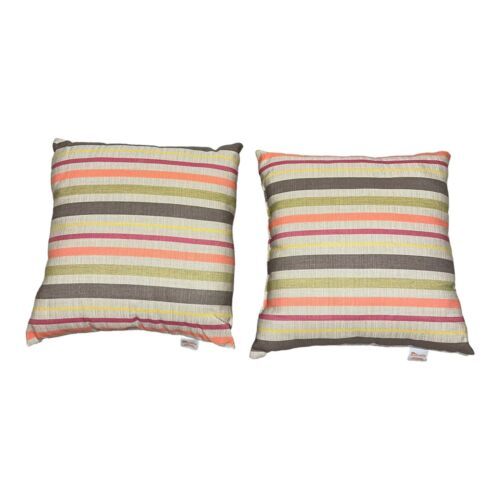 Pair Sunbrella Striped Set Of 2 Outdoor Throw Pillows Spring Patio Pottery Barn - $48.61