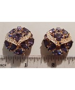 Rhinestone Clip On Earrings Vintage Jewelry Purple Earrings Signed Weiss - £39.95 GBP