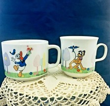 Vintage Disney Bluto &amp; Donald Duck Japanese porcelain mugs cups - $27.72
