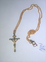 Necklace Cross Gold Tone 18&quot;+ Lobster Clasp - £4.00 GBP