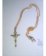 Necklace Cross Gold Tone 18&quot;+ Lobster Clasp - $5.00