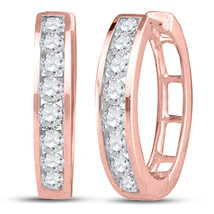 10kt Rose Gold Womens Round Diamond Hoop Earrings 1/2 Cttw - £683.09 GBP