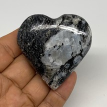 78.5g, 2.2&quot;x2.2&quot;x0.7&quot;, Rainbow Moonstone Heart Crystal Gemstone @India, B29766 - £7.85 GBP
