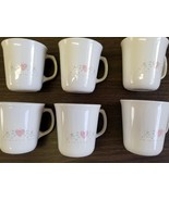 Vintage Corning USA ~  Set of Six (6) ~ Heart Coffee Mugs ~ Creme ~ Gree... - $84.20 CAD