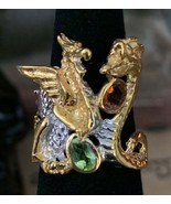 Aunt Nadiene Thai Gold Vermeil Imperial &amp; Green Topaz Naga Dragon Ring -... - $139.90