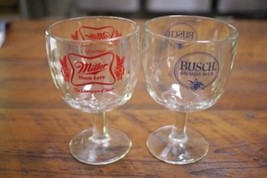Pair Vintage 70s Busch Miller High Life Beer Man Cave Pub Goblets Glasses - £23.88 GBP