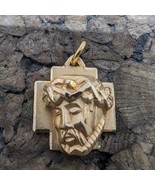Gold Tone Face  Jesus Crown of Thorns Cross Pendant Vintage 3 Dimensiona... - $299.31 MXN
