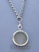 Floating Charm Locket 25mm Crystal/Plain Necklace 20&quot; B31 - £8.71 GBP+