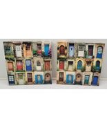 *F) 2 Piece Colorful Doors Collage Canvas Print Art 12" x 12" - $19.79