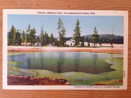 Vintage Emerald Pool Yellowstone Unposted Linen Haynes Postcard Colortone - £29.09 GBP