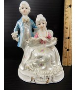 Vintage PORCELAIN FIGURINE FRENCH GENTLEMAN &amp; WOMAN Beautiful Lace Trim - $103.43 MXN