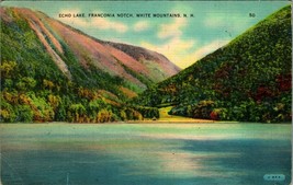 Echo Lake Franconia Notch White Mountains New Hampshire NH Linen Postcard - £3.07 GBP