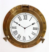 Antique Marine Brass Ship Porthole 24&quot; Clock Nautical Wall Clock Home Decorative - £189.40 GBP