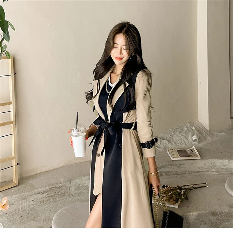 FANIECES Winter Wollen Long Trench Coat  Belted Turn-down Collar work Overcoat E - £313.58 GBP