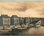 RPPC Boats at Dock Stockholm Sweden 1920 DB Postcard F16 - £7.70 GBP