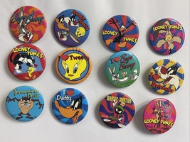 Vintage 1990’s KIDS! 12 Looney Tunes Safety Pin Back Buttons WB Daffy Bugs Taz - £17.02 GBP