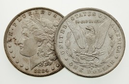 1884 &amp; 1884-O Plateado Morgan Dólar Lote De 2 Monedas En Au Estado - $148.50