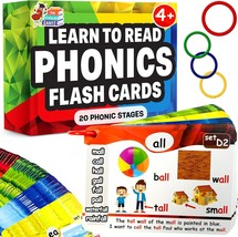 Phonics Flash Cards Learn to Read in 20 Phonic Stages Digraphs CVC Blends Long V - £31.46 GBP