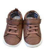 Suprize Baby Brown Crib Shoes Size 6-12 Months Faux Leather Striped Lining - €12,35 EUR