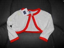 Janie And Jack So Refresh Orange/White Crop Sweater Cardigan Size 12/18 Months - £20.69 GBP