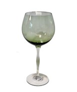 Pier 1 Teardrop Green Mouth Blown Green Bulbous Stem Balloon Wine Glass ... - $19.95