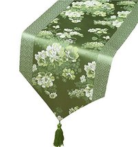 George Jimmy Chinese Classical Table Runner Traditional Satin Table-Cloth-Green  - £25.71 GBP