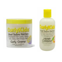 CurlyKids Honey Combout Detangler &amp; Curly Creme Leave-In Conditioner 6oz Each - £17.07 GBP