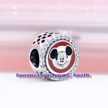 925 Sterling Silver Disney Parks  Mickey Mouse Club Charm With Mixed Enamel &amp; CZ - £14.23 GBP