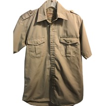 Cabela’s Vintage Men’s M Beige Short Sleeve Button Down Polyester Blend Shirt - £15.30 GBP