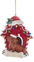 Cute Dachshund Red In Red Dog House Resin Xmas Ornament - £9.63 GBP