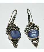 TIBETAN SILVER SAPPHIRE? EARRINGS - £14.79 GBP