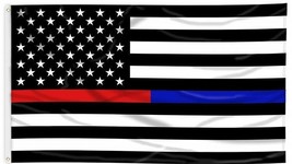 Thin Blue Line And Thin Red Line Dual American Flag 3 X 5 Ft With Gromme... - £14.30 GBP