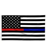 Thin Blue Line And Thin Red Line Dual American Flag 3 X 5 Ft With Gromme... - £14.15 GBP