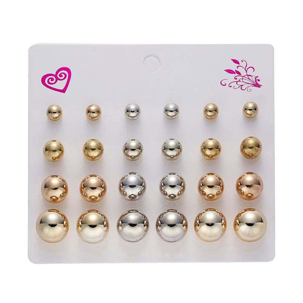 Sporting 12 Pairs Simulated Pearl Earrings Accessories Color Round Zircon Crysta - £18.47 GBP