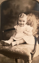 Antique Matted Photo Young Girl Pretty Curly Mohawk Chair Philadelphia Studio - £29.59 GBP