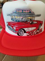 OLD VTG 58 Corvette, 3-D Graphics on a Red Trucker&#39;s mesh ball cap - $380.79 MXN
