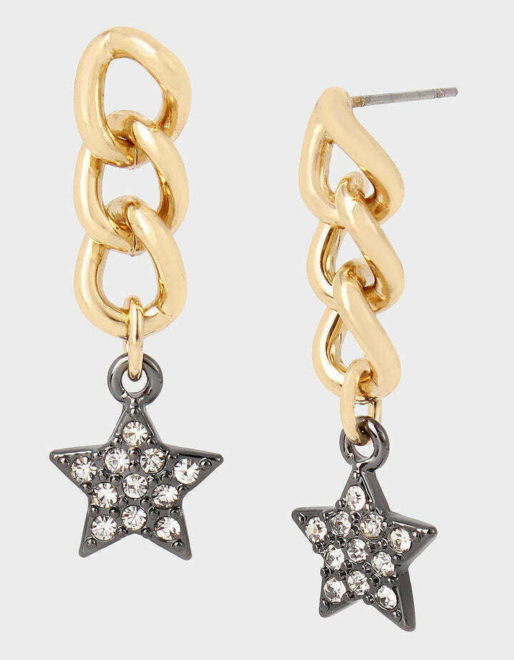Betsey Johnson Celestial Punk Star Chain Earrings NWT - $24.75
