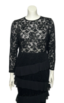 Eilly Bazar Black Dress XL Maxi Lace and Ruffle Long Sleeve Semi Sheer F... - £31.23 GBP