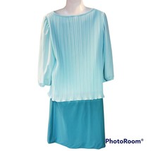 Vintage Aqua Turquoise Dress sz 14 - £30.06 GBP