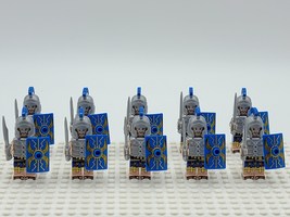 10pcs Medieval Roman Soldiers with Blue Armour Custom Minifigures Toys - £18.33 GBP