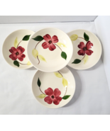 Set 4 Vintage Stetson China Rio Red Flower 5-1/4” Fruit Bowls Double Petal - $49.06 CAD