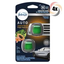 4x Packs Febreze Auto Tropical Beach Car Vent Clip Air Freshener | 2 Each | 4mL - £28.45 GBP