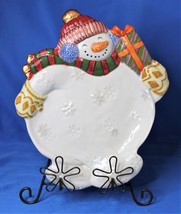 Snowman plate dessert cookie candy dish 10in Fitz and Floyd 2003 - £11.32 GBP