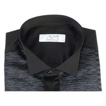 Mens CEREMONIA Tuxedo shiny Shirt 100% Cotton Turkey Slim Fit #stn 15 pla black image 2