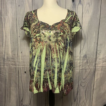 Apt. 9 Blouse, Size 1X, 100% Polyester, Multicolored, Short Sleeve - £13.36 GBP