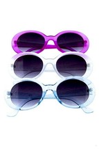 Mod 60s Sunglasses - Round Pink, Clear, Blue Frame - Retro Style Shades -Hey Viv - £11.22 GBP