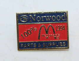 McDonalds Norwood 100% Parts &amp; Supplies 1994 Collectible Pinback Pin But... - $11.05