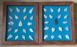 Authenic Native American Indian Arrowheads - Two 19-Piece Framed Sets - ... - $85.45